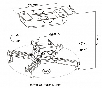 Кронштейн потолочный для проектора Exell EXi-P4500 Кронштейн потолочный для проектора Exell EXi-P4500